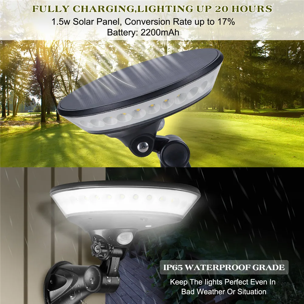 3 Modes UFO Solar Motion Sensor Wall Light 360 Illumination IP65 Waterproof Design For Outdoor Patio Garden Outdoor Solar Light