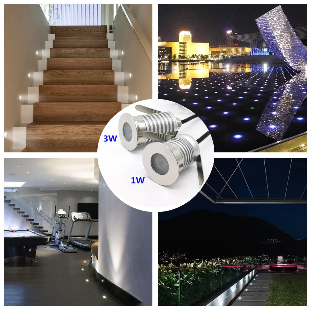 1W 3W LED Deck Light 12V-24V IP67 Waterproof Buried Lamps Outside Recessed Stair Underground Lamp LED Floor Light Wall spotlight (5)