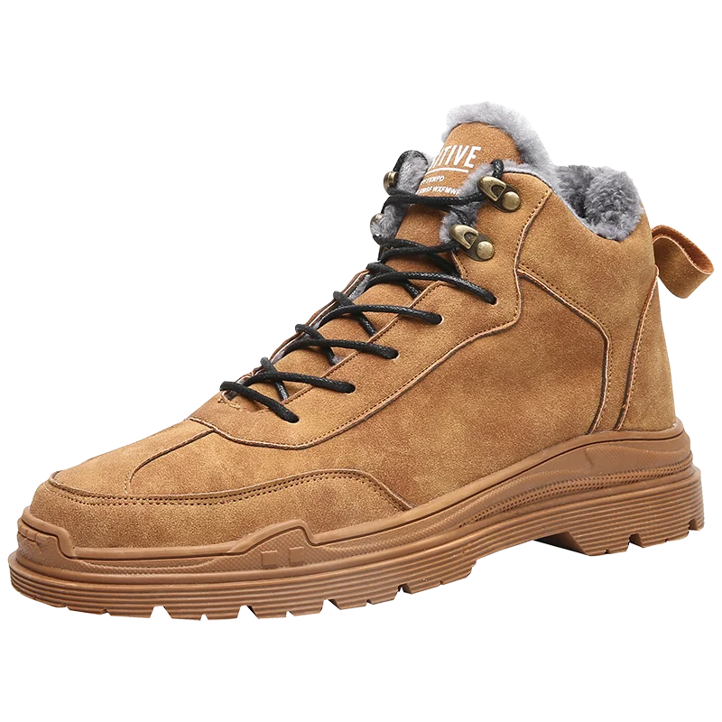 Men Tactical Boots Winter Leather Special Force Desert Ankle Combat Boots Men Leather Snow Boots Army Footwear Big Size - Color: Brown