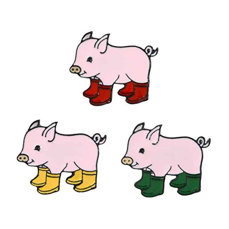 Мультфильм Розовая свинка wellies брошь животное обувь с изображением свинки сплав