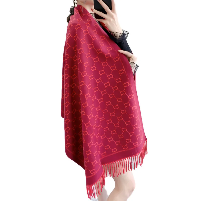

2020 New Warm Scarf Fashion Lady Neck Foulard Print Design Women's Long Shawl Trendy Letters Padded Cashmere ScarvesAD078