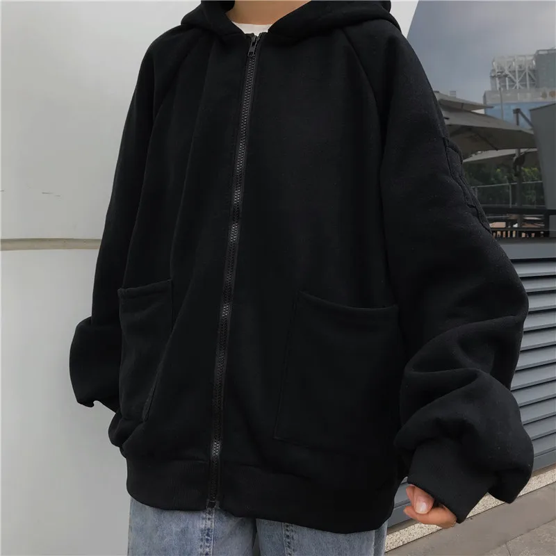 Sudadera con capucha Harajuku para mujer, ropa de calle Kawaii de gran tamaño, sudadera con cremallera, Top de manga larga de estilo coreano, sudaderas vintage