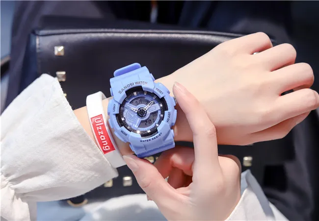 Часы, в студенческом стиле; Ins Лидер продаж Корейская версия простой тренд шок Мода Водонепроницаемый для активного отдыха и развлечений, электронные часы, часы, наручные часы с механизмом - Color: sky blue