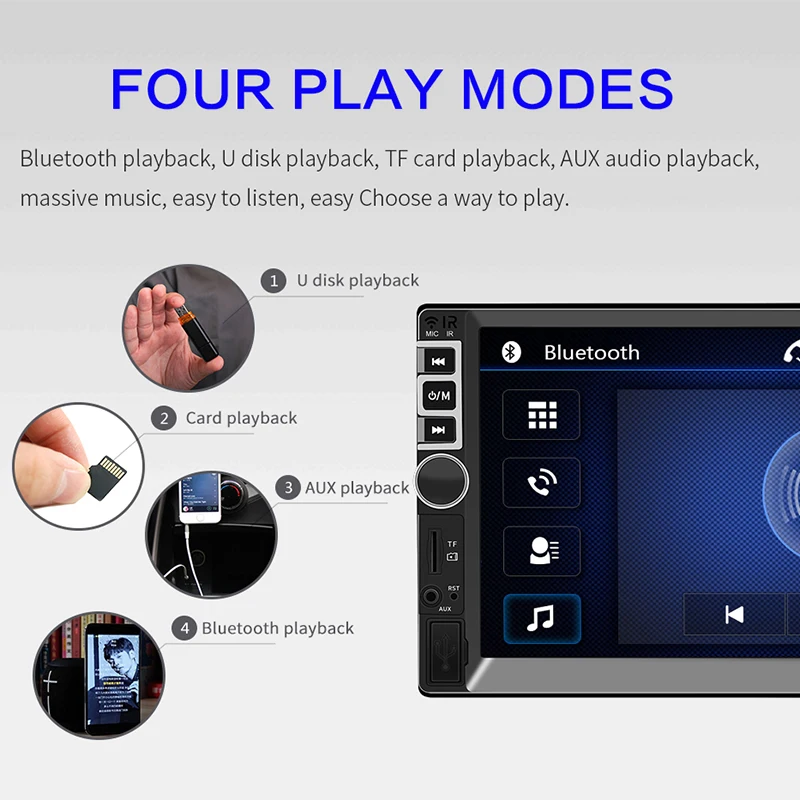 Автомагнитола 7 дюймов пресс-экран 2Din Авто Стерео авто с экраном Bluetooth Зеркало Ссылка радио авто автомобильный мультимедийный Mp5, 7500