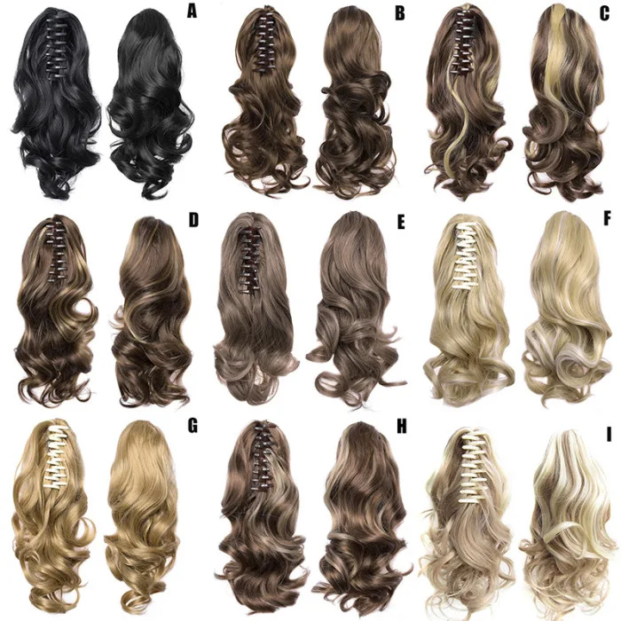 Клипса вьющиеся конский хвост наращивание волос женщин коготь на длинные волнистые парик волос кусок JS11