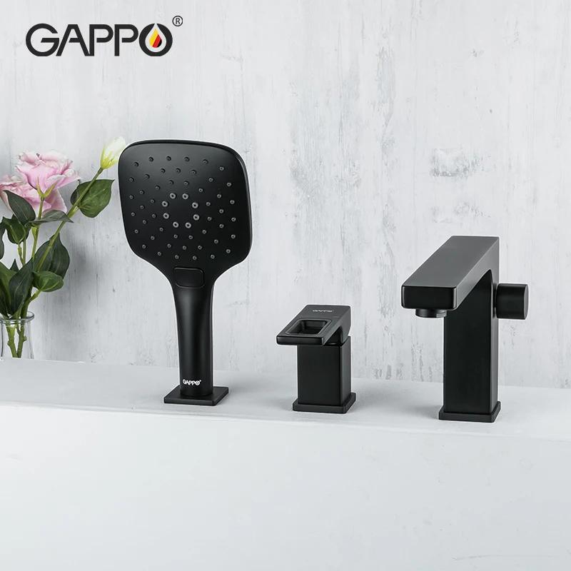 

GAPPO Bathtub Faucet Waterfall Faucet Black Shower Bath Tub Mixer Deck Mounted Split Body Bathroom Faucets Mixer Robinet Baig