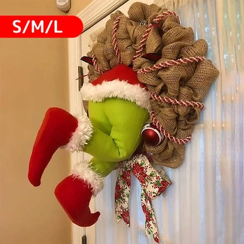 

In Stock Christmas Burlap Wreath Christmas Garland Pendent Home Front Door Wreath Super Cute and Lovely Great Gifts for Friends