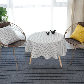 

Nordic Polyester Cotton Round Table Cloth Color Yellow Rice Word Gray Arrow Cotton and Linen Printing Tablecloth Custom