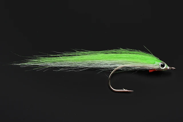 Tigofly 12 pcs 1/0 4cm High Carbon Hook Polar Fry Salmon Trout Sea Bass Steelhead Minnow Fly Fishing Flies Lure Set Light green