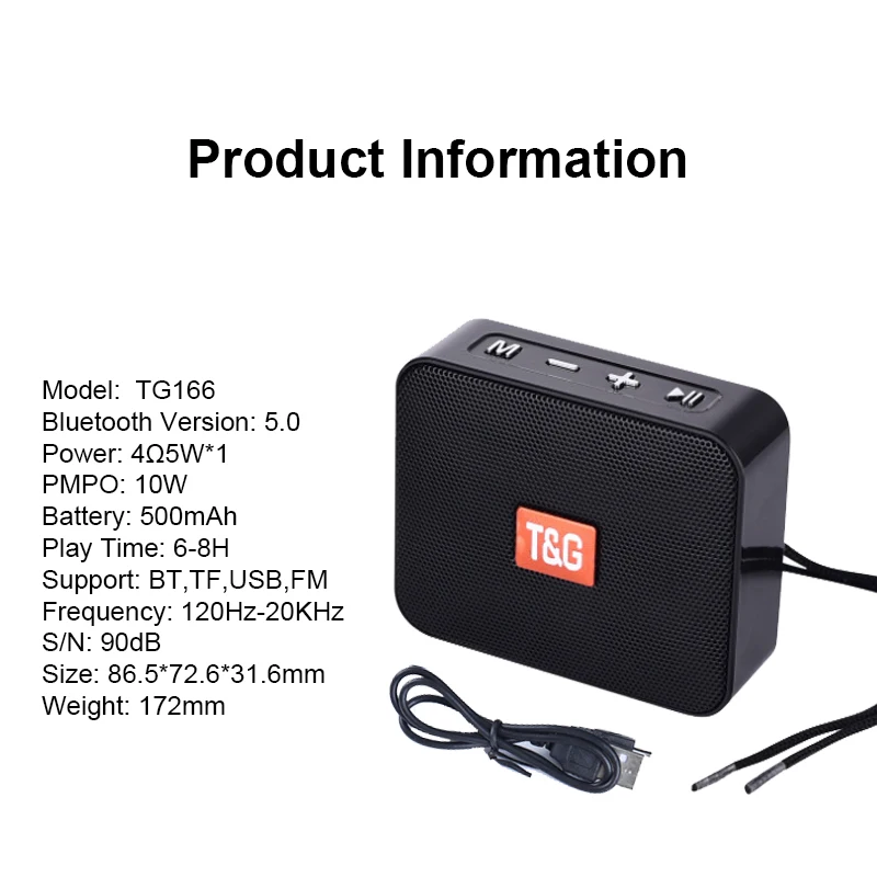 2020 New Mini Portable Bluetooth Speaker Small Wireless Music Column Subwoofer USB Speakers for Phones with TF FM Radio TG166 2020 New Mini Portable Bluetooth Speaker Small Wireless Music Column Subwoofer USB Speakers for Phones with TF FM Radio TG166