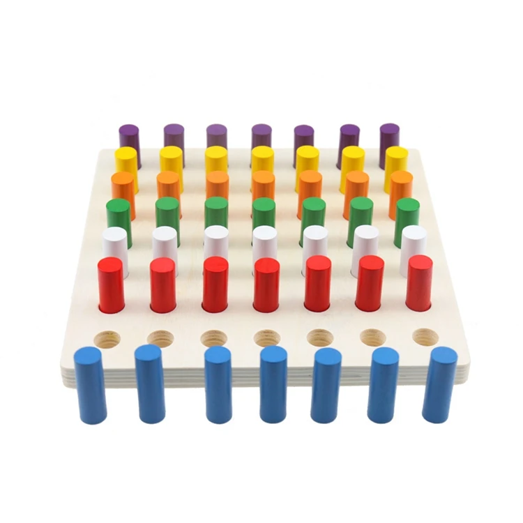 Montessori Sensory Toys Colors Shapes 20Pcs Wood Cylinder Blocks with 6Pcs St… 