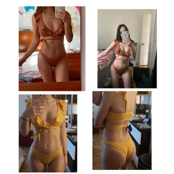 

New Push up Bikini Set Women Ruffle Biquini 2020 Swimwear Low Waist Sexy Brazilian Ribbed Women's Set Bather Beach