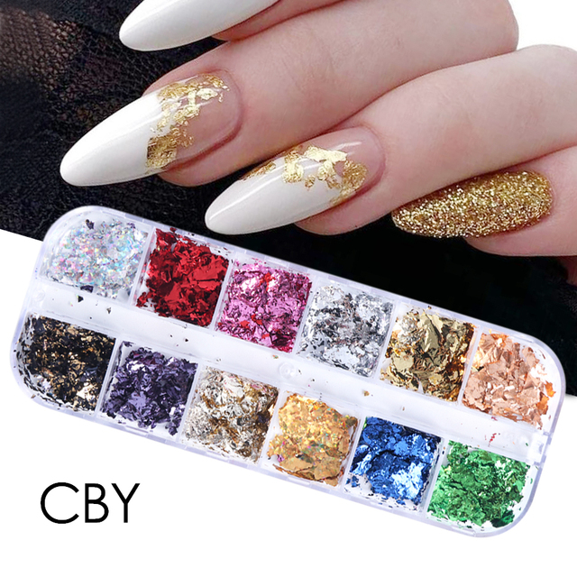 Abalone Shell Nail Art Glitter Natural Sea Shell Slices Nail Charms Flake Powders Shiny Sequins Manicure Design  FBBY