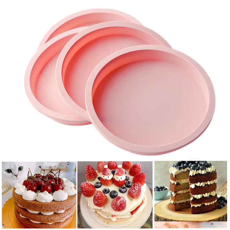 Layer Bakeware Molds Silicone Cake Pan Cake Mold Round Heart Dessert Cutting-free Cakes Mould Muffin Baking Tools Cake Molds