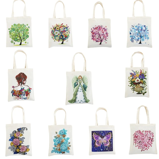 Diamond Painting Tote Bag Reusable Durable DIY Diamond Art Handbag Foldable  Storage Bag Cross Stitch Embroidery Kit Art Craft