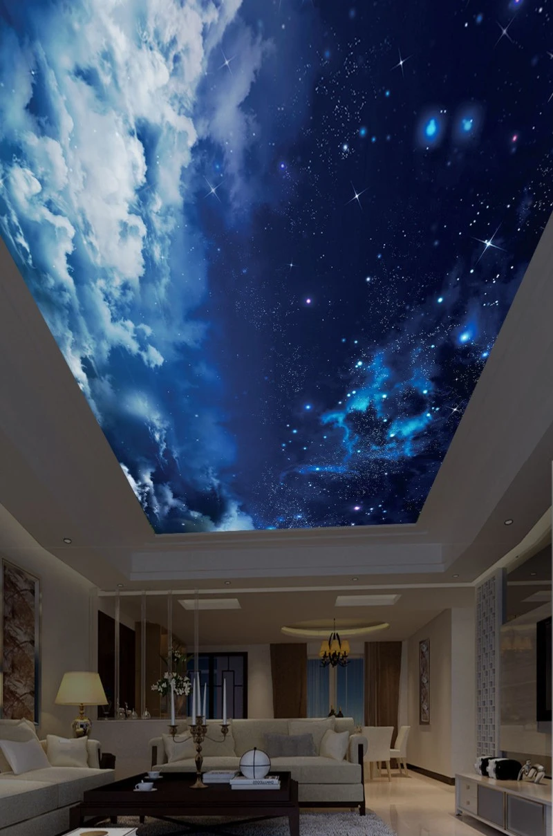 カスタム3d写真の壁紙天井美しい星空 青空 白雲 子供の部屋 壁画天井 壁紙 Aliexpress