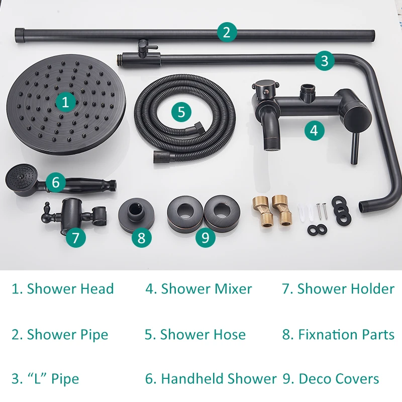 Bathroom Shower Faucet Set Blackend Shower Faucet Rainfall Shower Wall Mount Black System Single Handle Mixer Tap Black Mixer For Bathroom bathroom faucet,bathroom shower faucet set