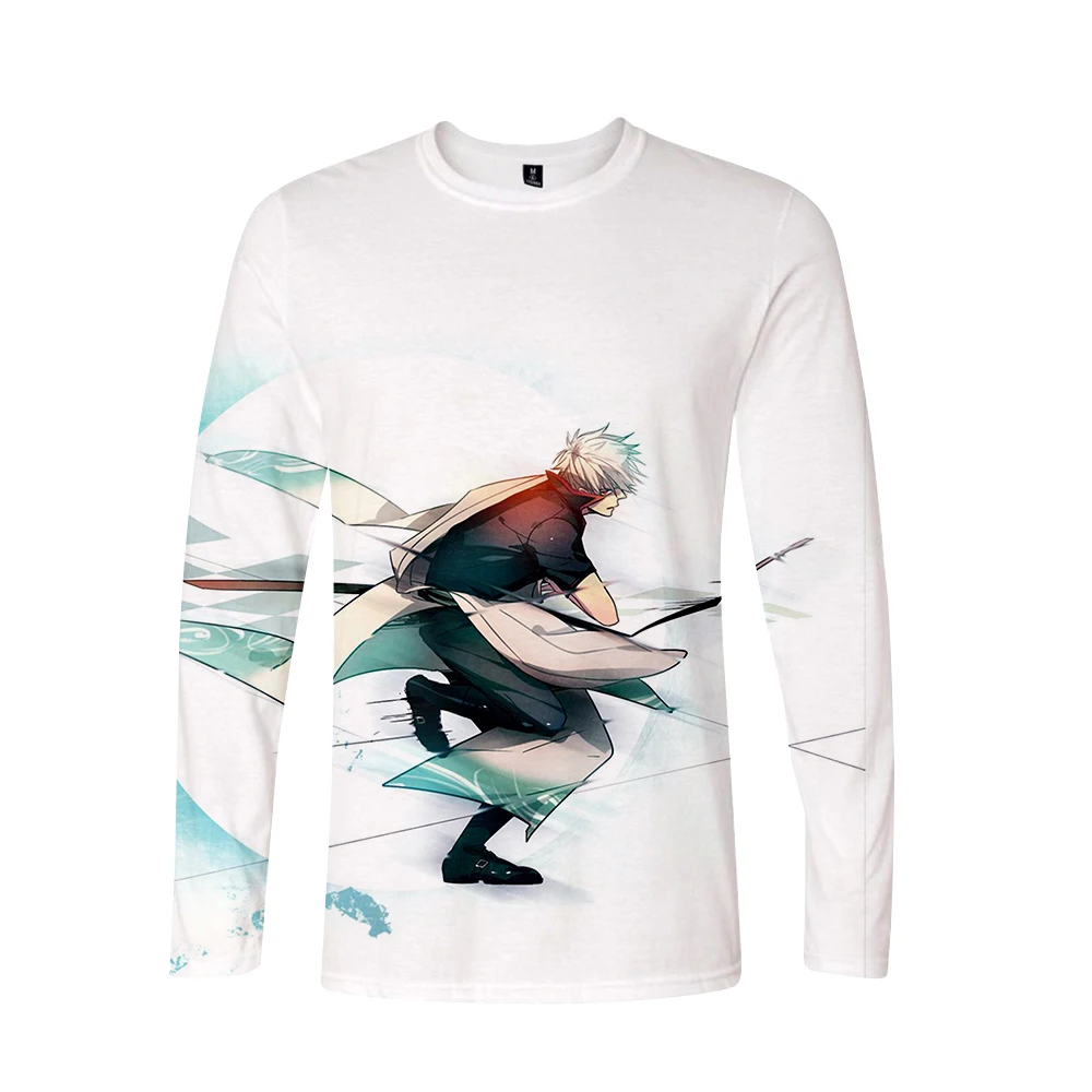 New Clothing Gyms  T-shirt Mens Fitness T-shirt Gintama print Homme Silm Fit Long Sleeve T shirt Male T-shirt Autumn