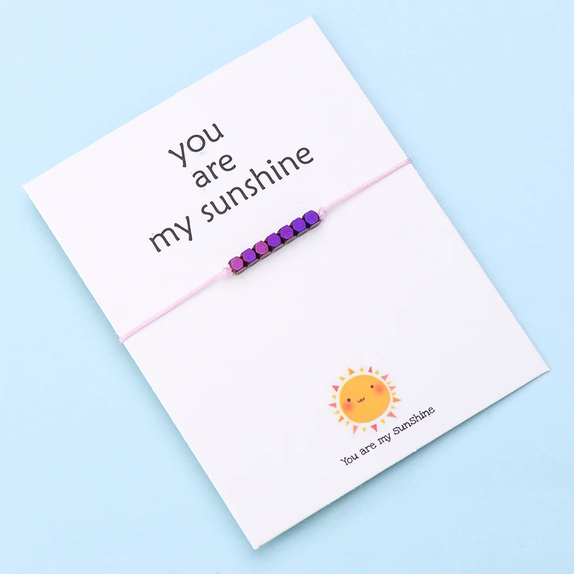 IYOE Wish Card You Are My Sunshine крошечные бусины браслеты с подвесками для женщин и мужчин геометрические бусины ручной работы красный браслет с нитью подарок - Окраска металла: color 12