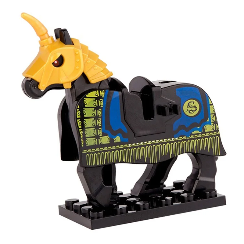 Single Medieval Knights War Armored Horse Wild Animal Figure Horse Building Blocks MOC Accessories Sets Model Kits Bricks Toys (10)