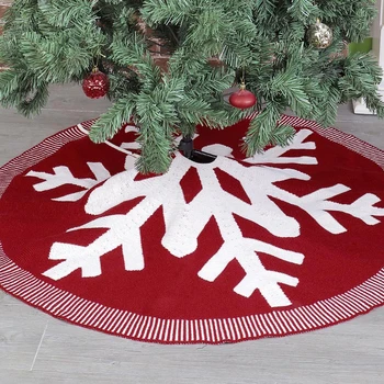 

Christmas Snowflake Decoration Knitted Tree Skirt Christmas Supplies Tree Bottom Apron Folded Curly Side Tree