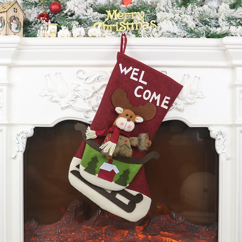 

Christmas Mini Socks Hanging Stocking Gifts Candy Storage Bags Holder Hanging Tree Home Decoration Candy Bags Santa Claus