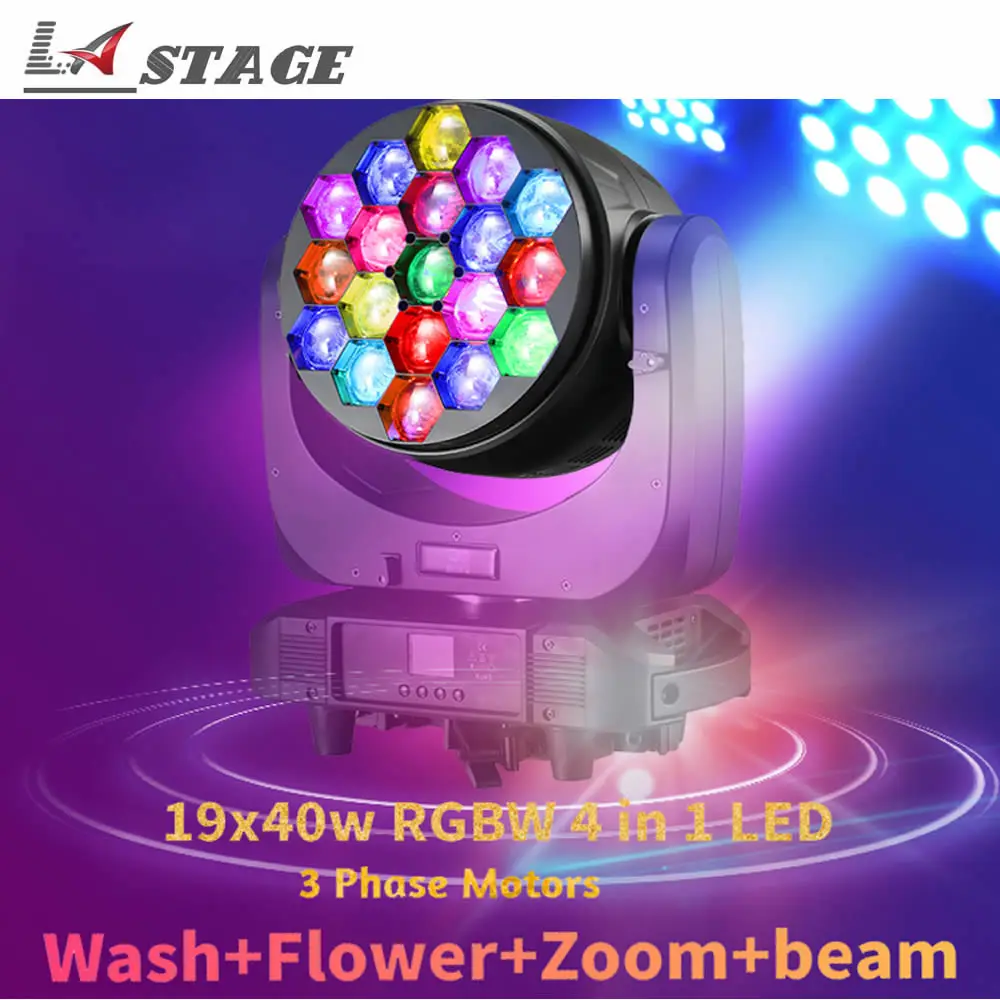 

High Power LED 19x40w 4-in-1 RGBW Beam Led Zoom Moving Head With Wash Flower Effect Stage Light For TV Studio