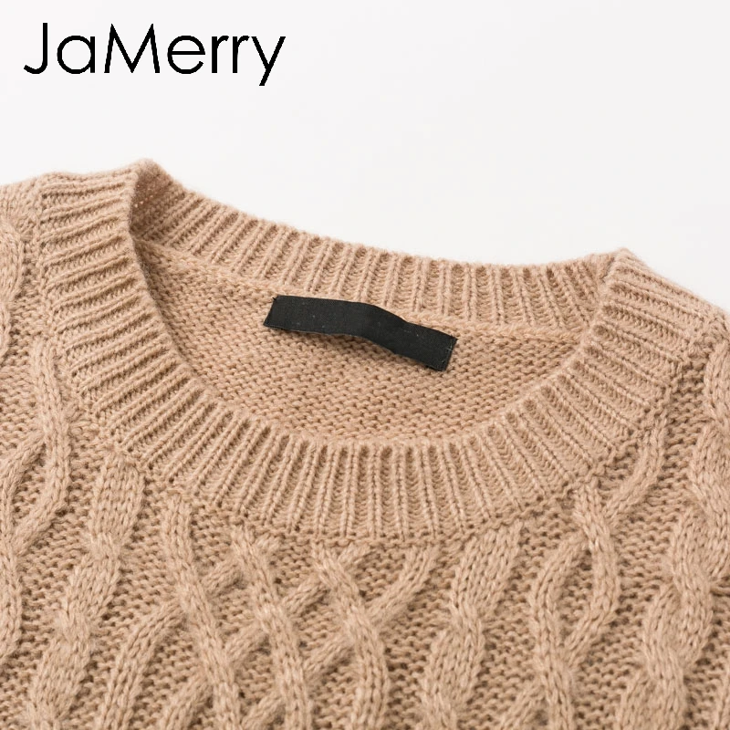 JaMerry винтажный витой Женский вязаный пуловер, свитер, Осень-зима Повседневный женский джемпер уличная женская верхняя одежда комбинезоны