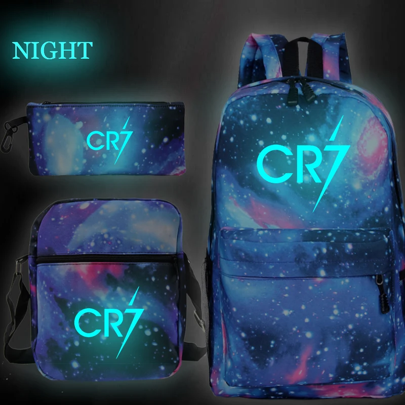 Светящиеся школьные ранцы для мальчиков Криштиану Роналду CR7 набор из 3 предметов