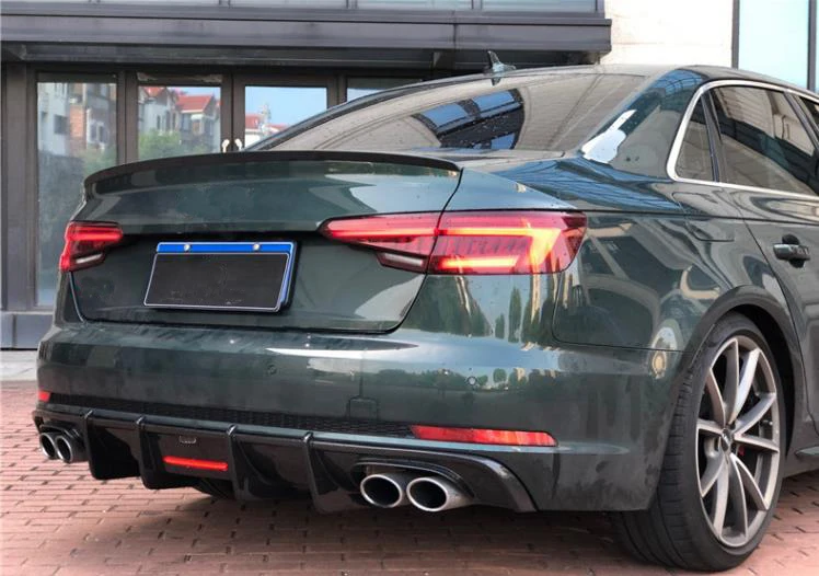 Для Audi A4 Sline S4 A4 B9 Sedan 4 двери- карбоновый задний диффузор бампер спойлер защита защитная накладка