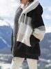 2022 Winter Women's Coat Fashion Casual Stitching Plaid Ladies Clothes Hooded Zipper Ladies Coat Lamb Hair women jacket ► Photo 1/6