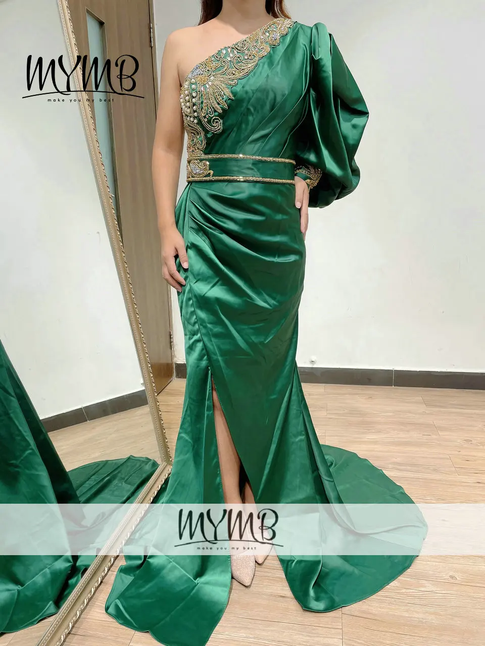 

MYMB дизайнерское платье на одно плечо, пышные рукава, женское свадебное платье, эксклюзивное женское платье, MY41135