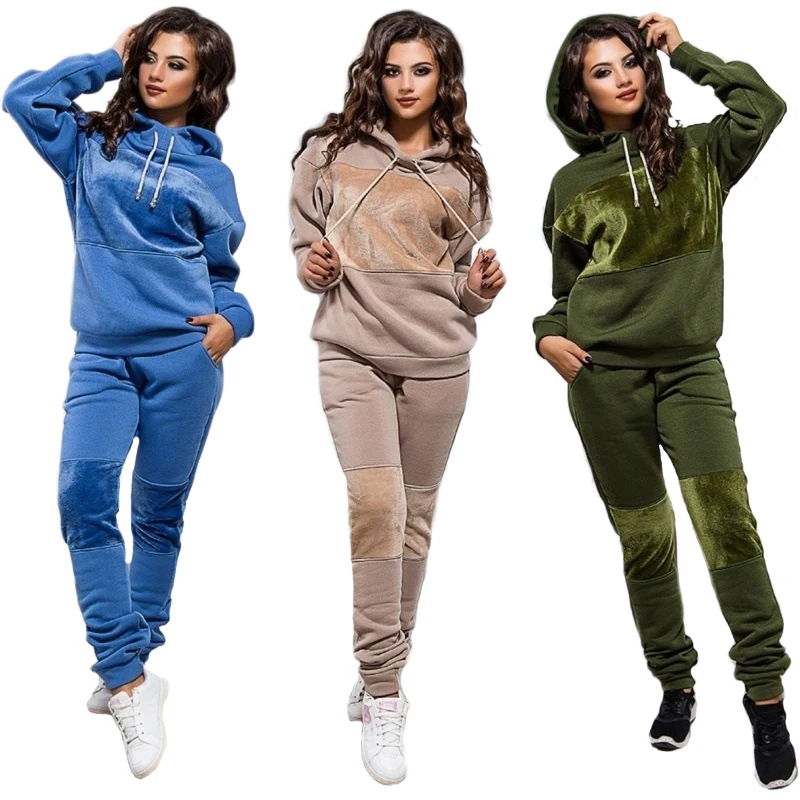 

Women Cotton Pullover Two Piece Outfits Casual Winter Sweatsuits For Women Fashion Tracksuit 2019 New Arrival Clothing Sets