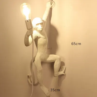 White wall lamp Современный белый черный золотой смолы обезьяна пеньковая веревка светильники, Подвесная лампа коридор исследование лампа в форме обезьяны подвесные светильники - Цвет корпуса: White wall lamp