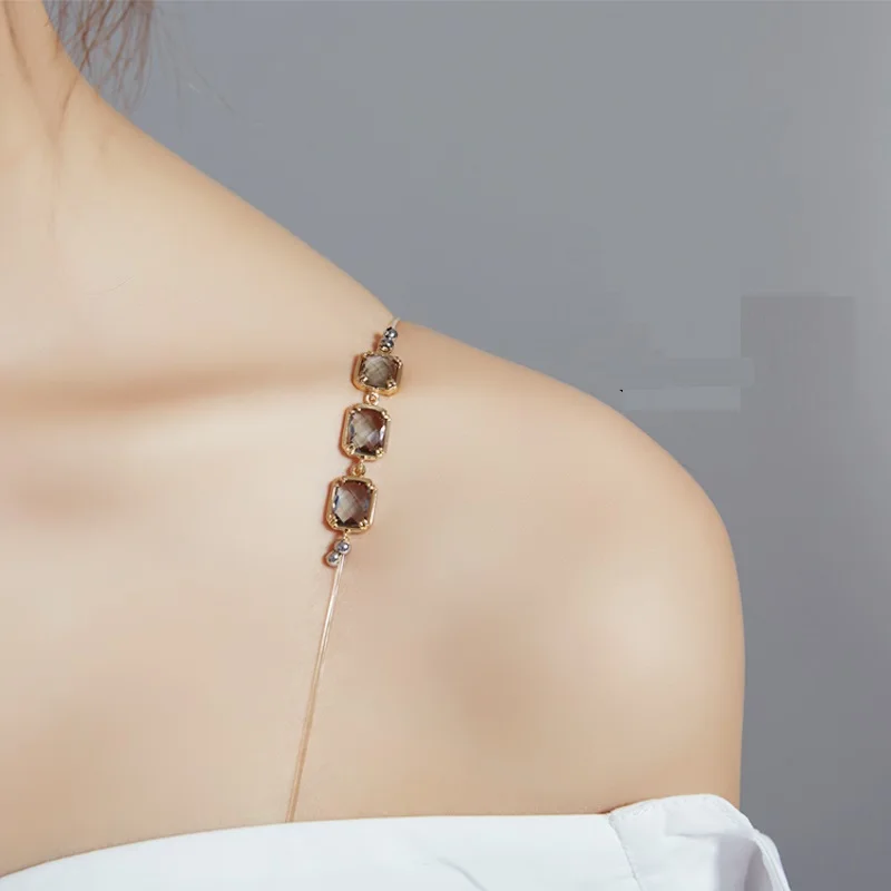 Women Intimate Bra Accessories Decorative Rhinestone Clear Bra Straps Jewelry Replacement Underwear Belt