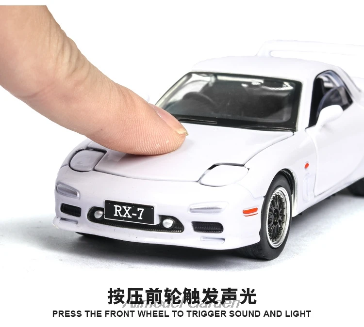 1:32 MAZDA RX7 гоночный автомобиль Diecasts& игрушечный транспорт металлическая модель автомобиля звуковой светильник коллекция автомобилей игрушки для детей Рождественский подарок