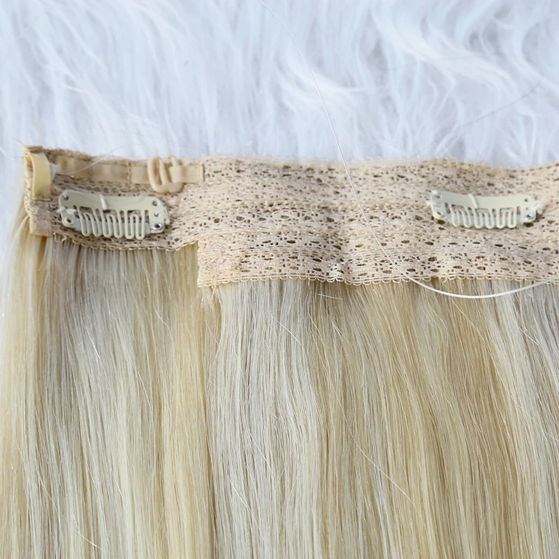 QHP Clip In One Piece Human Hair Extensions Brazilian Raw Virgin Straight Thick Long Hair End 18inch-24inch 30%