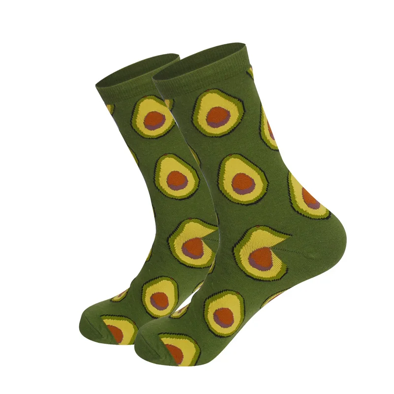 Avocado Женские носки в японском стиле Харадзюку, счастливые фрукты, цветы, известное искусство, Живопись Ван Гога, носки по щиколотку, забавные подарки - Цвет: Avocado