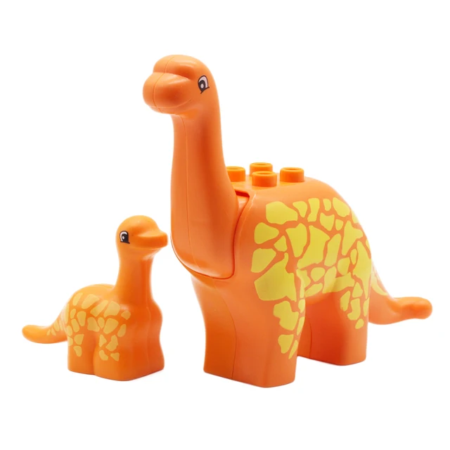 Zoo Animals Series Set Big Size Building Blocks Assemble Accessories Cute Birds Beasts Elephant Tiger Bricks Education Toys Kids Two brachiosaurus