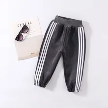 Г. Новые стильные осенние бархатные штаны в полоску золотого цвета