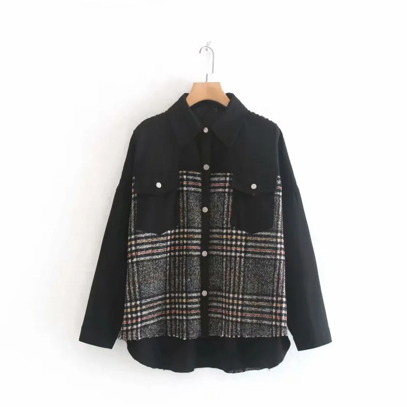 

17xn-9024 Western Style WOMEN'S Dress 2019 Spring And Autumn New Style Fold-down Collar Pattern Joint Fur Trim Jacket