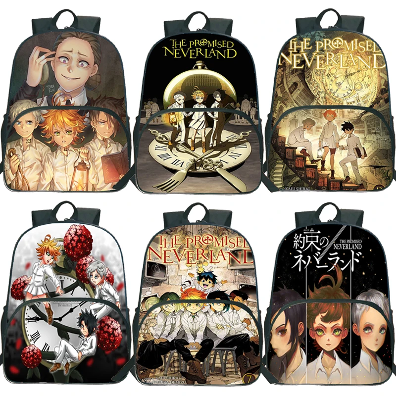 

Mochilas The Promised Neverland School Bags Role Emma Norman Ray Print Backpack For Boys Girls Book Bags Teenage Laptop Knapsack