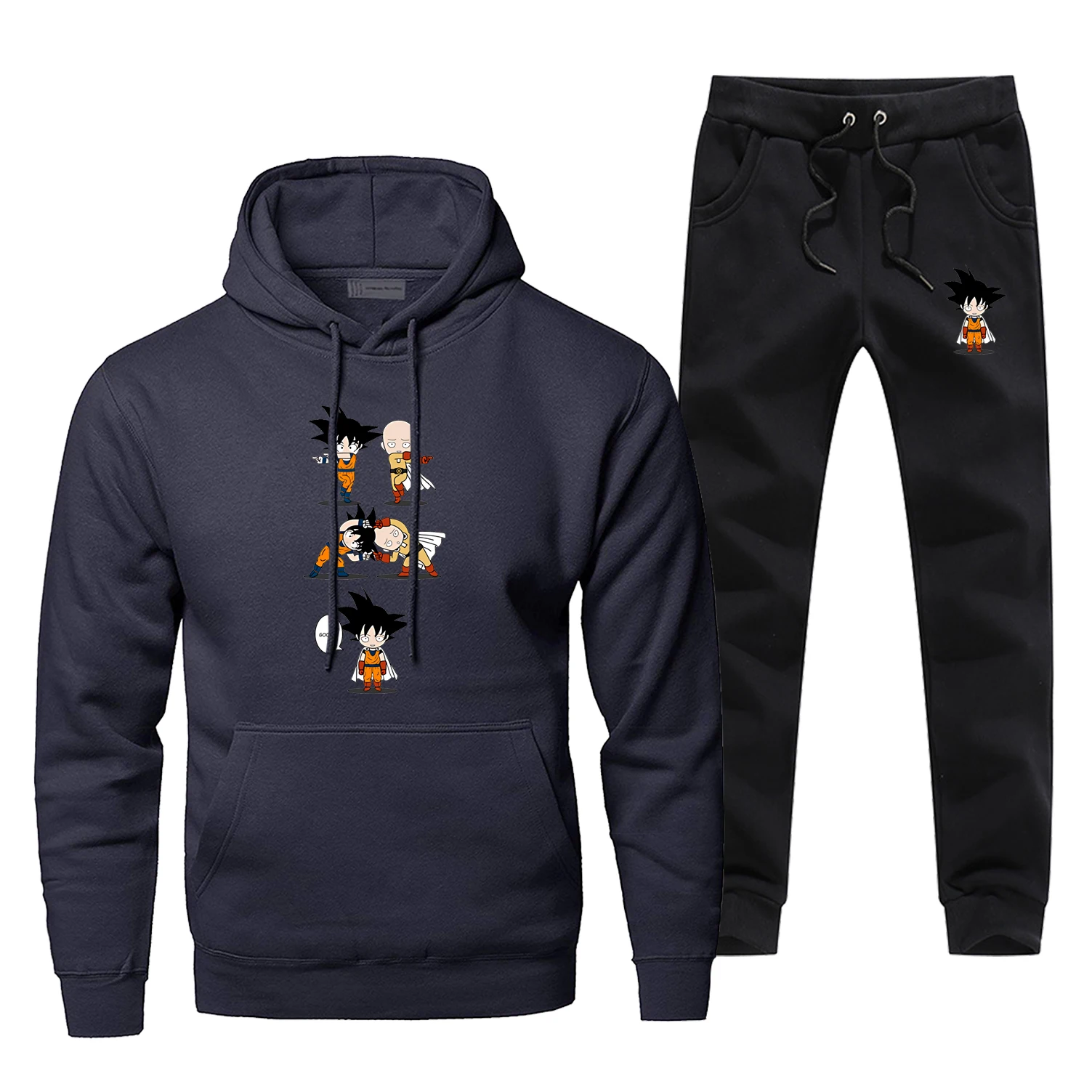 Забавные Японские Аниме one piece Luffy One Punch-Man Fusion толстовки и штаны Наборы для мужчин Harajuku уличная флисовая спортивная одежда спортивные штаны