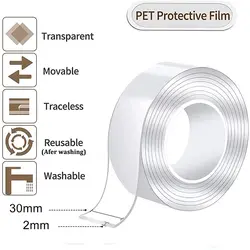 Bande Nano Double face, ruban de montage robuste pour murs, ruban Transparent pour tapis amovible sans trace 