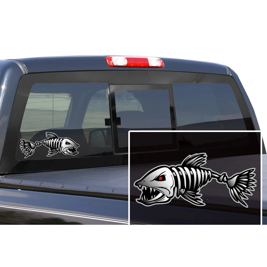 2PCS Skeleton Fish Bone Decal Fishing Boat Kayak Vinyl Decal Sticker Sailboat 