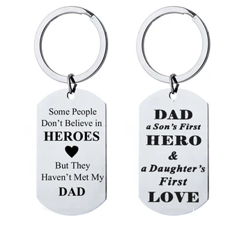 

Stainless Steel Key Chain Lettering Military Dad a Son's First Hero Key Chain Keychain Father's Day Lovely Gifts Men Fashion