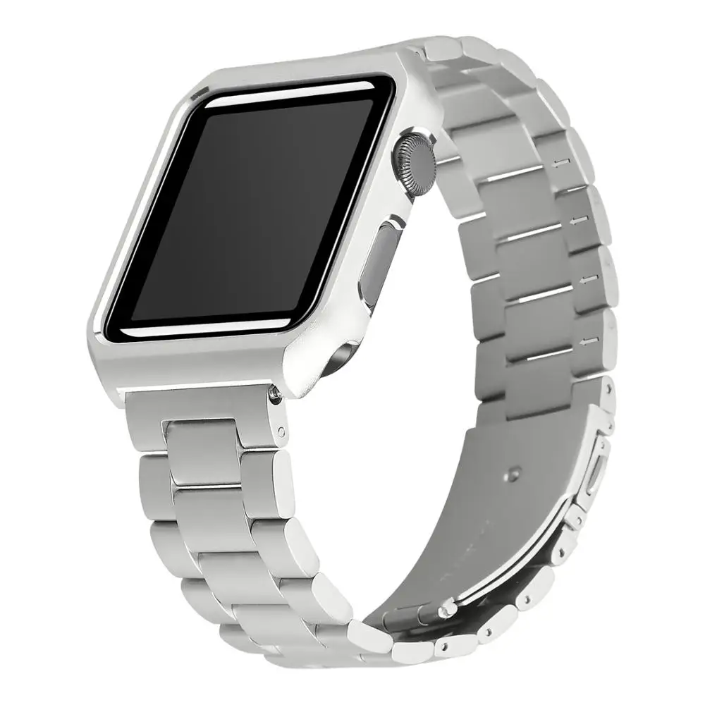 Ремешок для часов из нержавеющей стали с защитным чехлом для Apple Watch 38 мм 42 мм 40 мм 44 мм серия 4 3 2 1 металлический сменный ремешок