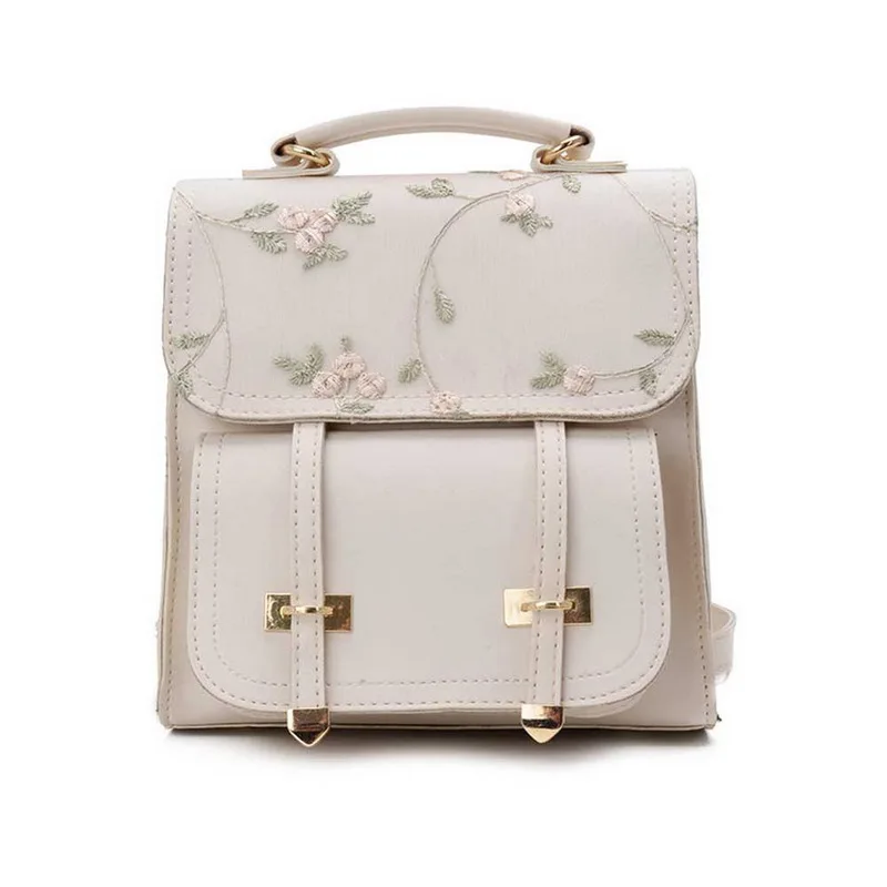 Модный школьный подростковый рюкзак для девочек, высококачественные кожаные женские сумки через плечо, рюкзак с цветочной вышивкой, дизайнерский рюкзак