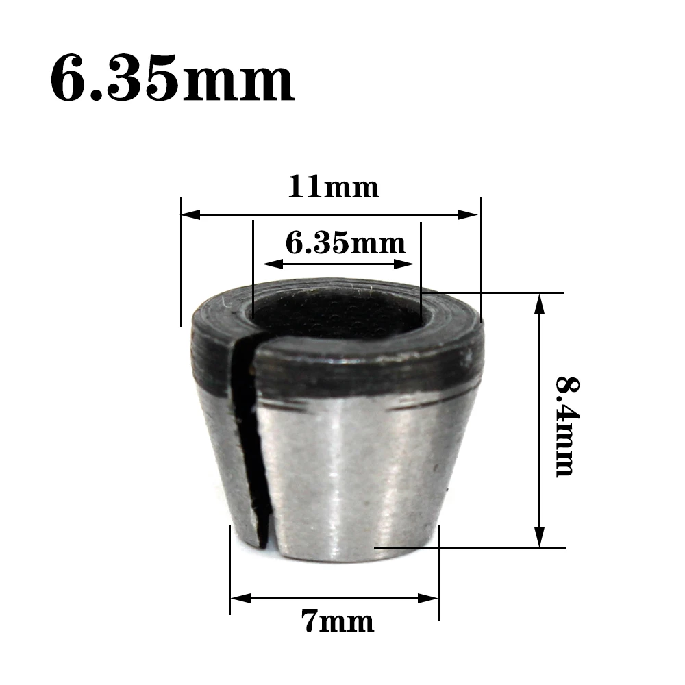 LAVIE 1pc 3 pcs set collet 6mm 6.35mm 8mm collets chuck Engraving Trimming Machine Electric Router Milling Cutter Accessories