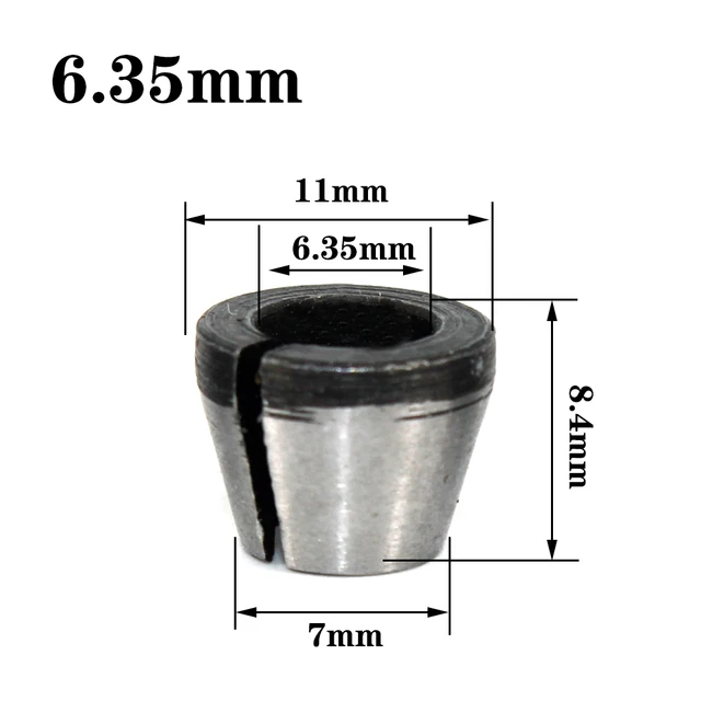 LAVIE 1pc 3 pcs set collet 6mm 6.35mm 8mm collets chuck Engraving Trimming Machine Electric Router Milling Cutter Accessories 6.35mm